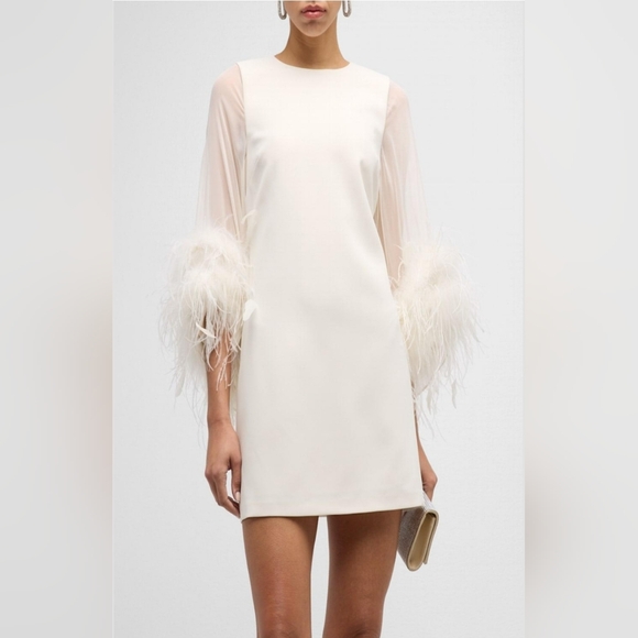 🕊️ Alice and Olivia “Izola Feather-Trim Minidress”🕊️ - Picture 12 of 12